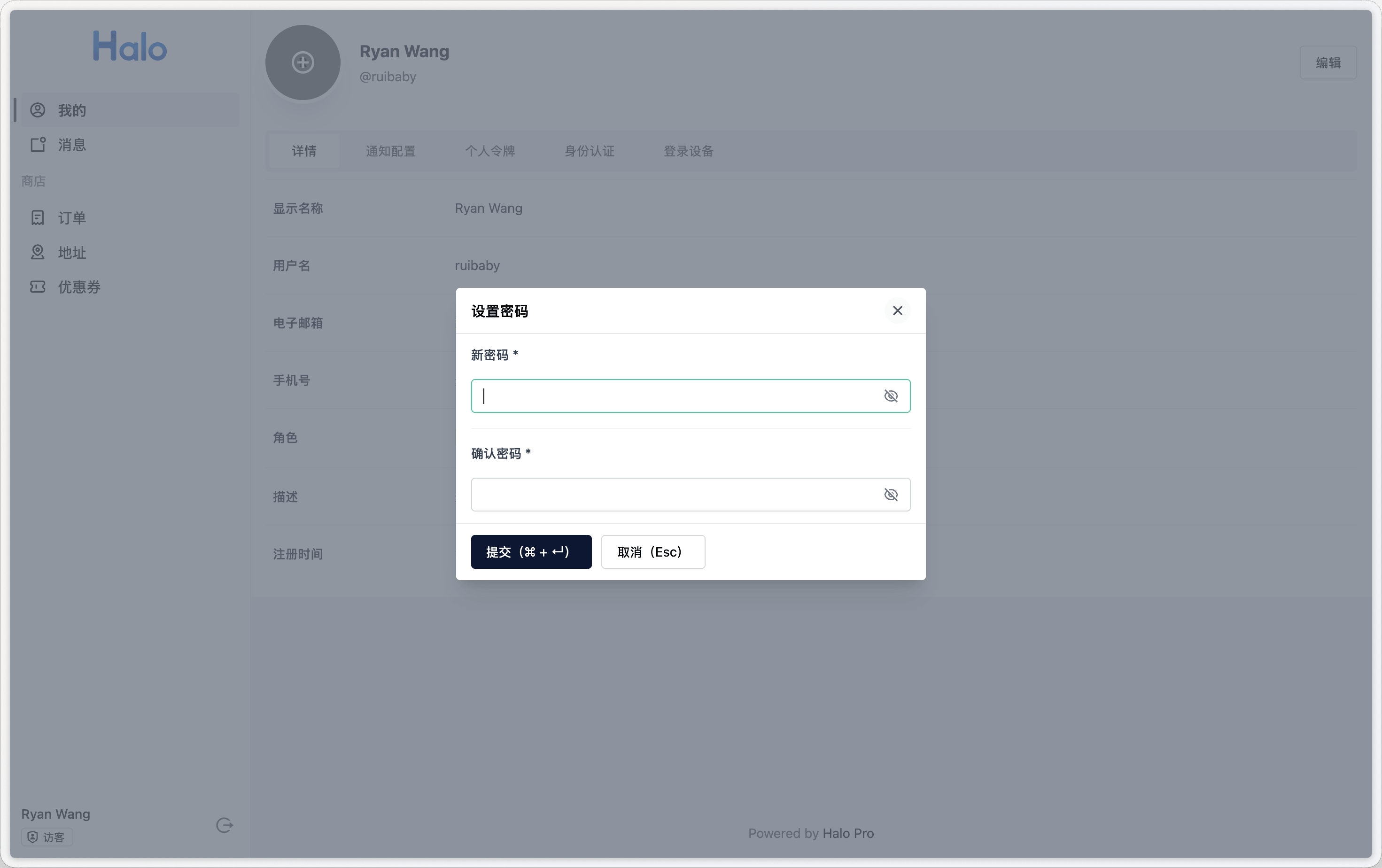 Halo 设置初始密码