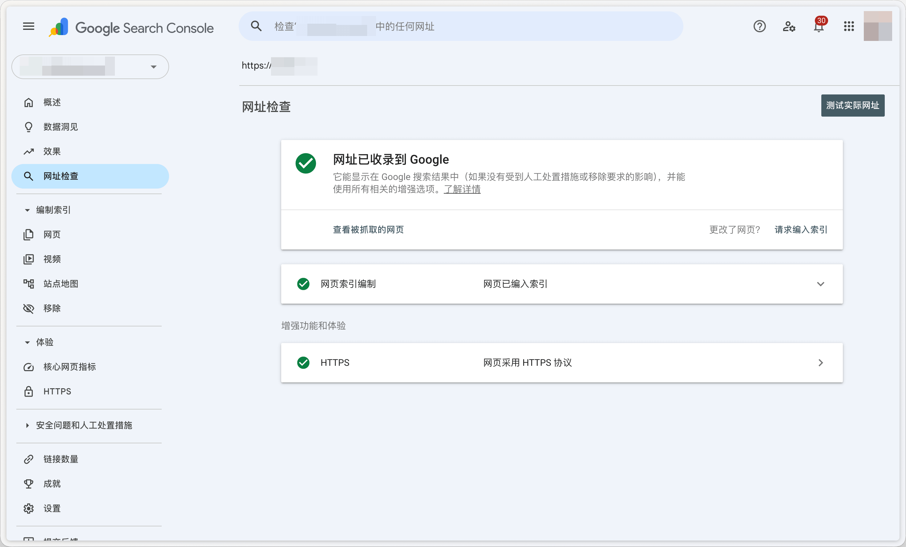 Google Search Console 网址检查